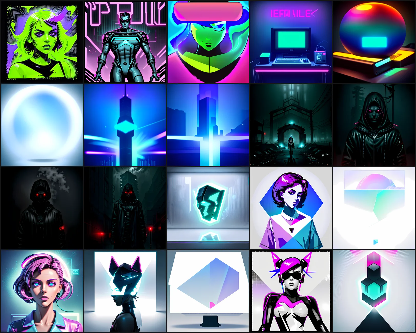 Cyberpunk & Synthwave Clipart Bundle 01 Clipart Preview