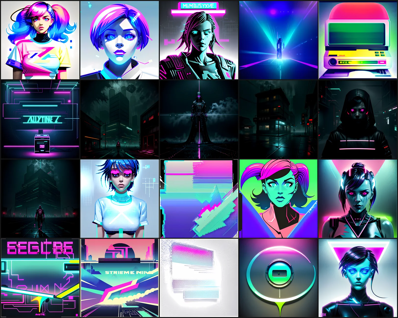Cyberpunk & Synthwave Clipart Bundle 04 Clipart Preview