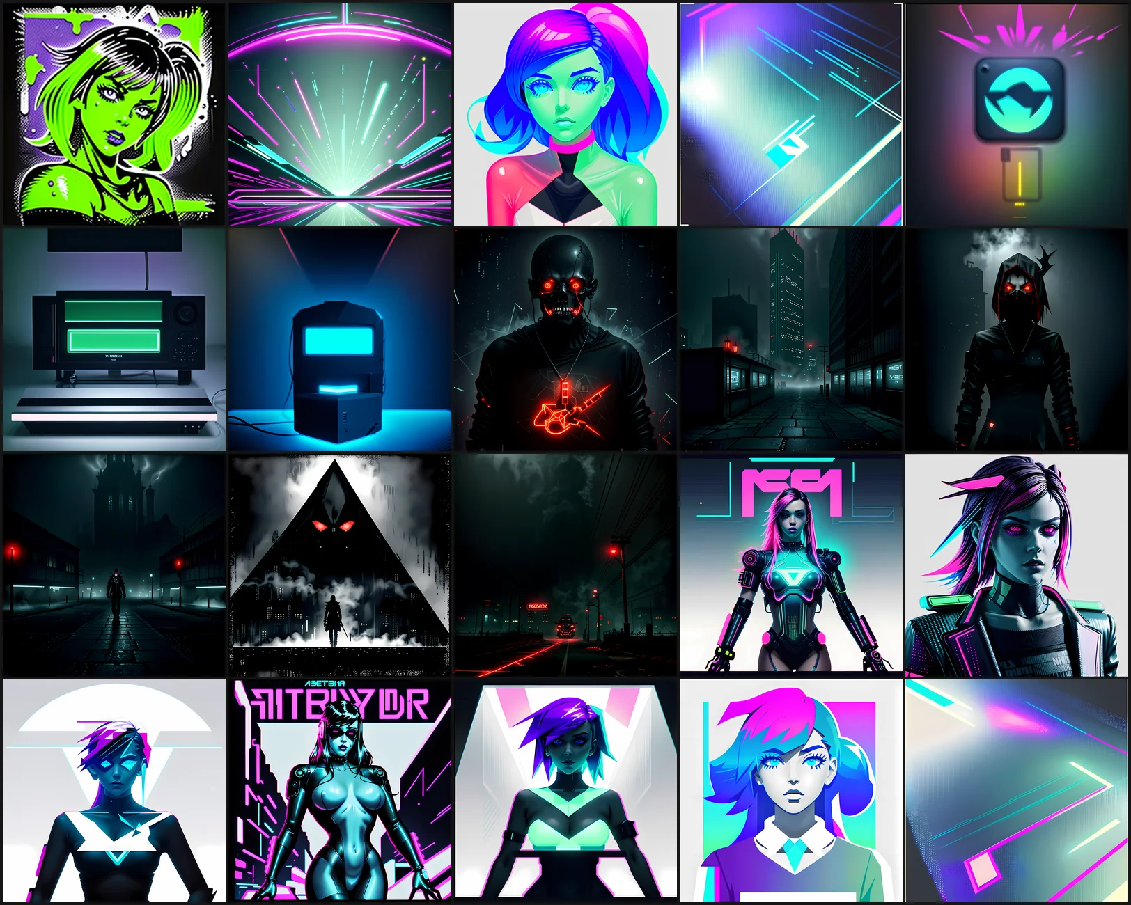 Cyberpunk & Synthwave Clipart Bundle 09 Clipart Preview