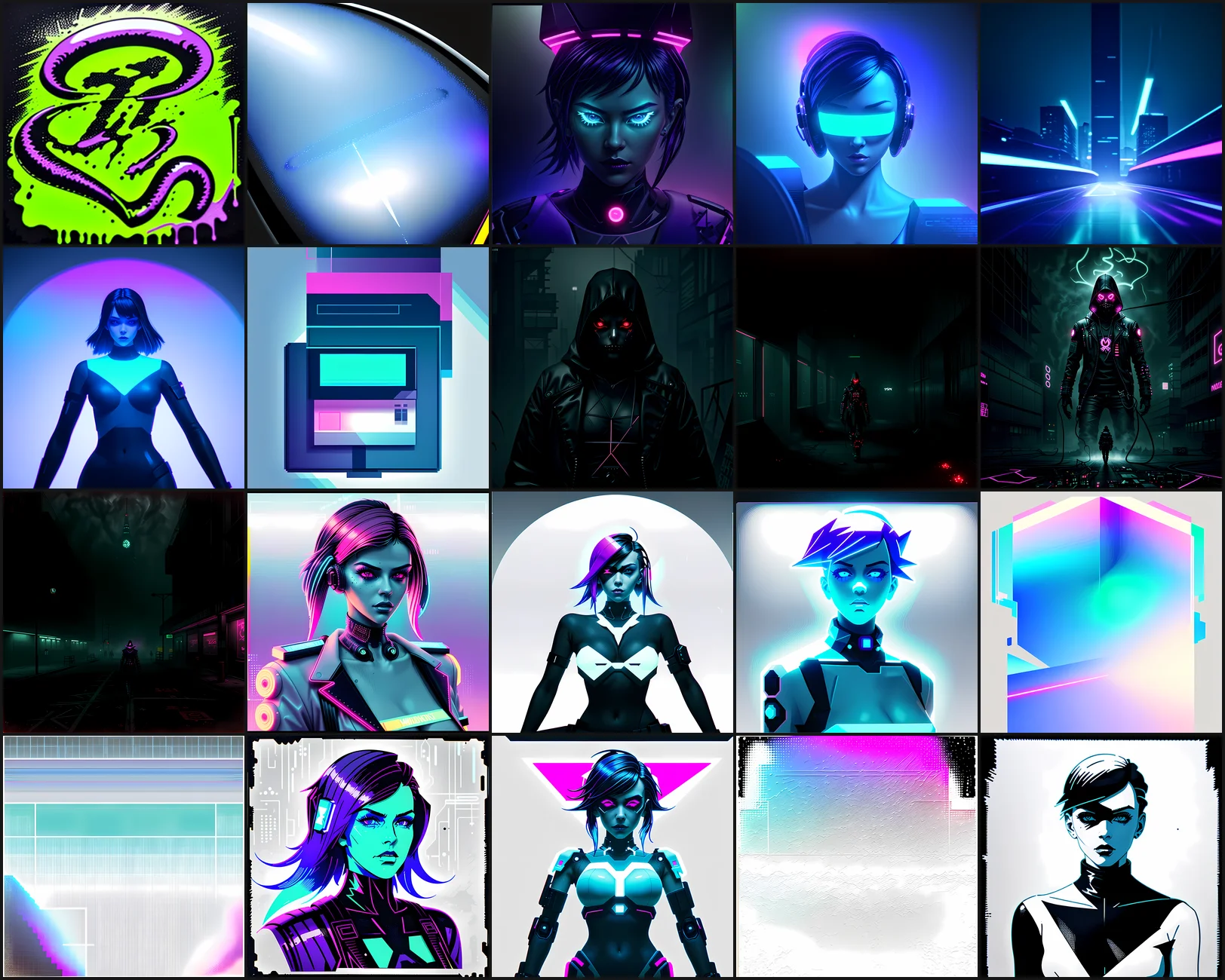 Cyberpunk & Synthwave Clipart Bundle 12 Clipart Preview