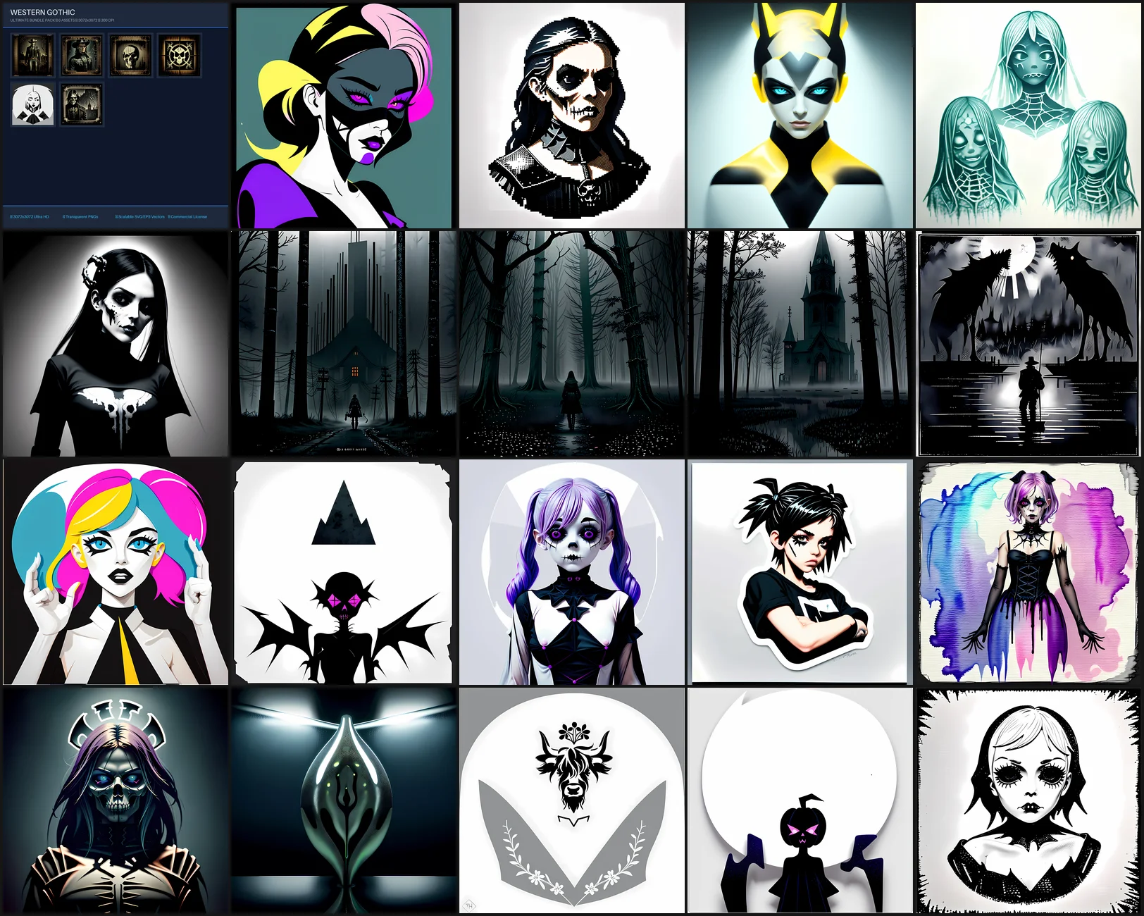 Gothic & Pastel Goth Clipart Bundle 20 Clipart Preview